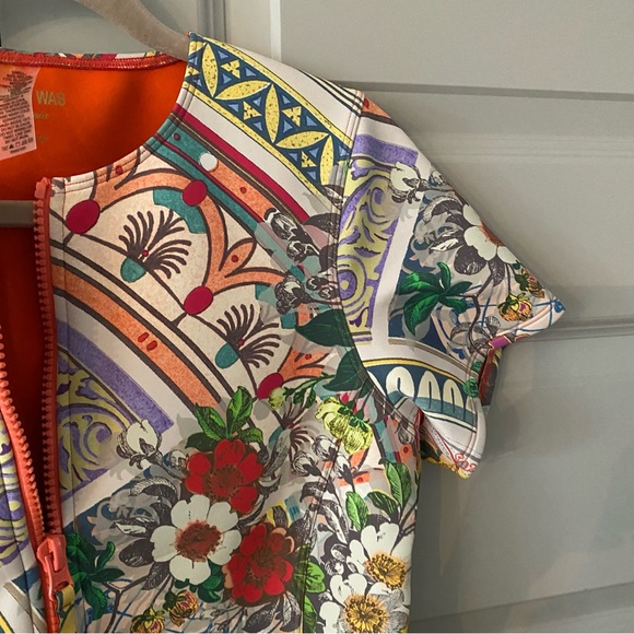 New Johnny Was Boho Neoprene Patchwork One Piece Swimsuit - Picture 5 of 7